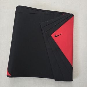 Vintage Y2k Nike Black and Red 3-ring Binder Cloth Planner Velcro Sporty